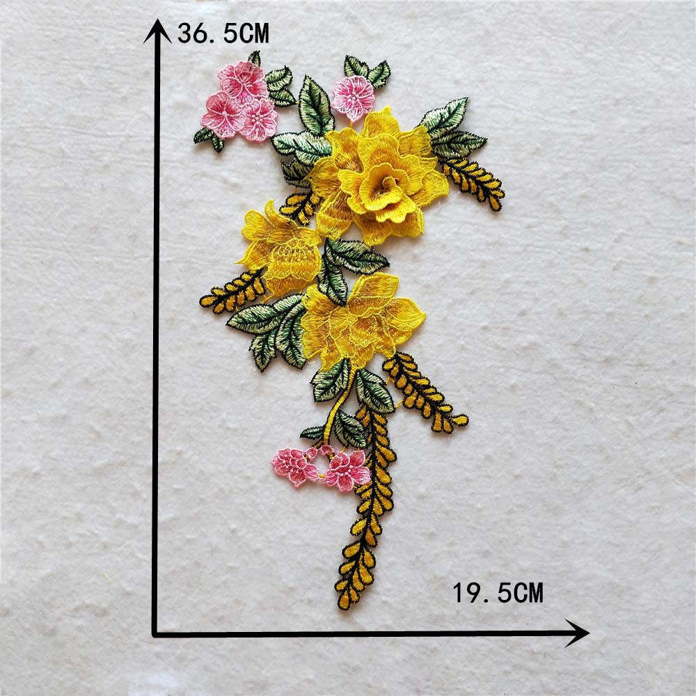 Embroidered fabric patches, patch patches, ethnic style, water-soluble lace trim, 3D DIY multicolored rose flowers