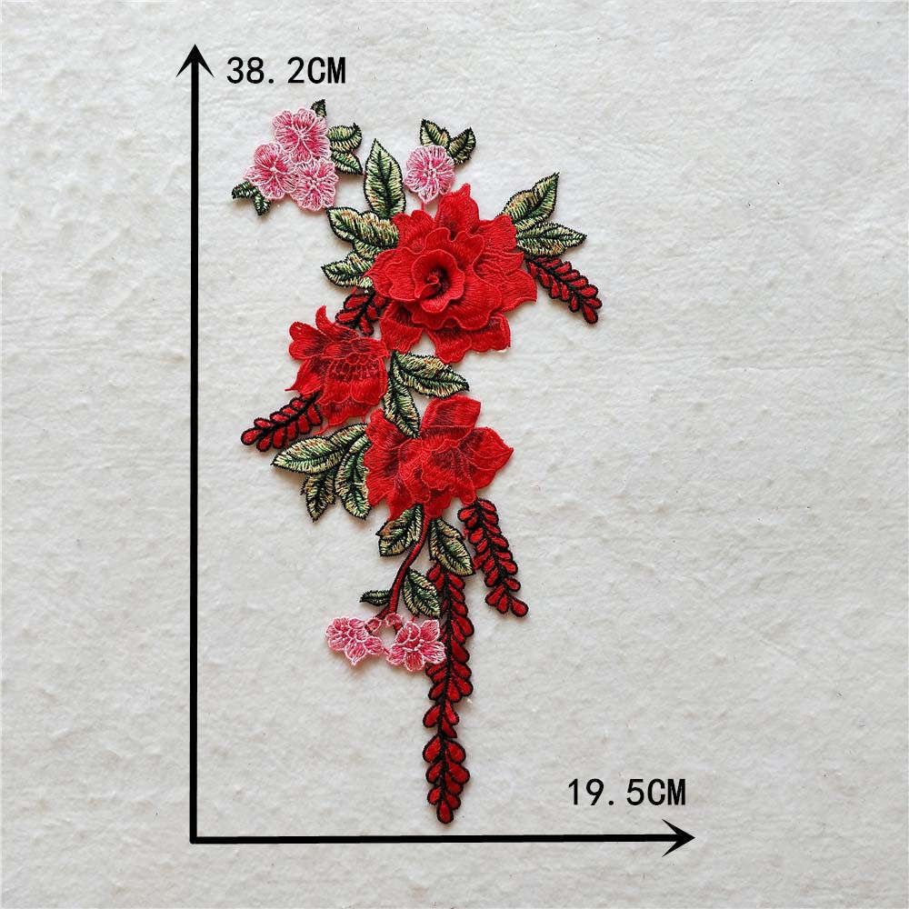Embroidered fabric patches, patch patches, ethnic style, water-soluble lace trim, 3D DIY multicolored rose flowers