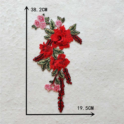 Embroidered fabric patches, patch patches, ethnic style, water-soluble lace trim, 3D DIY multicolored rose flowers