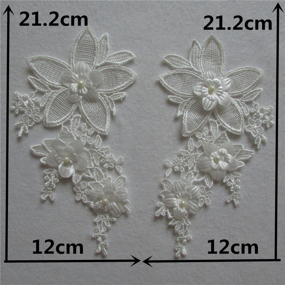 Computerized embroidery lace collar pair flower handmade DIY imitation pearl lace clothing accessories appliqué spot wholesale