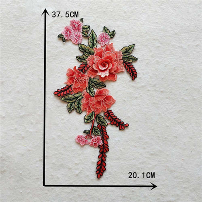 Embroidered fabric patches, patch patches, ethnic style, water-soluble lace trim, 3D DIY multicolored rose flowers