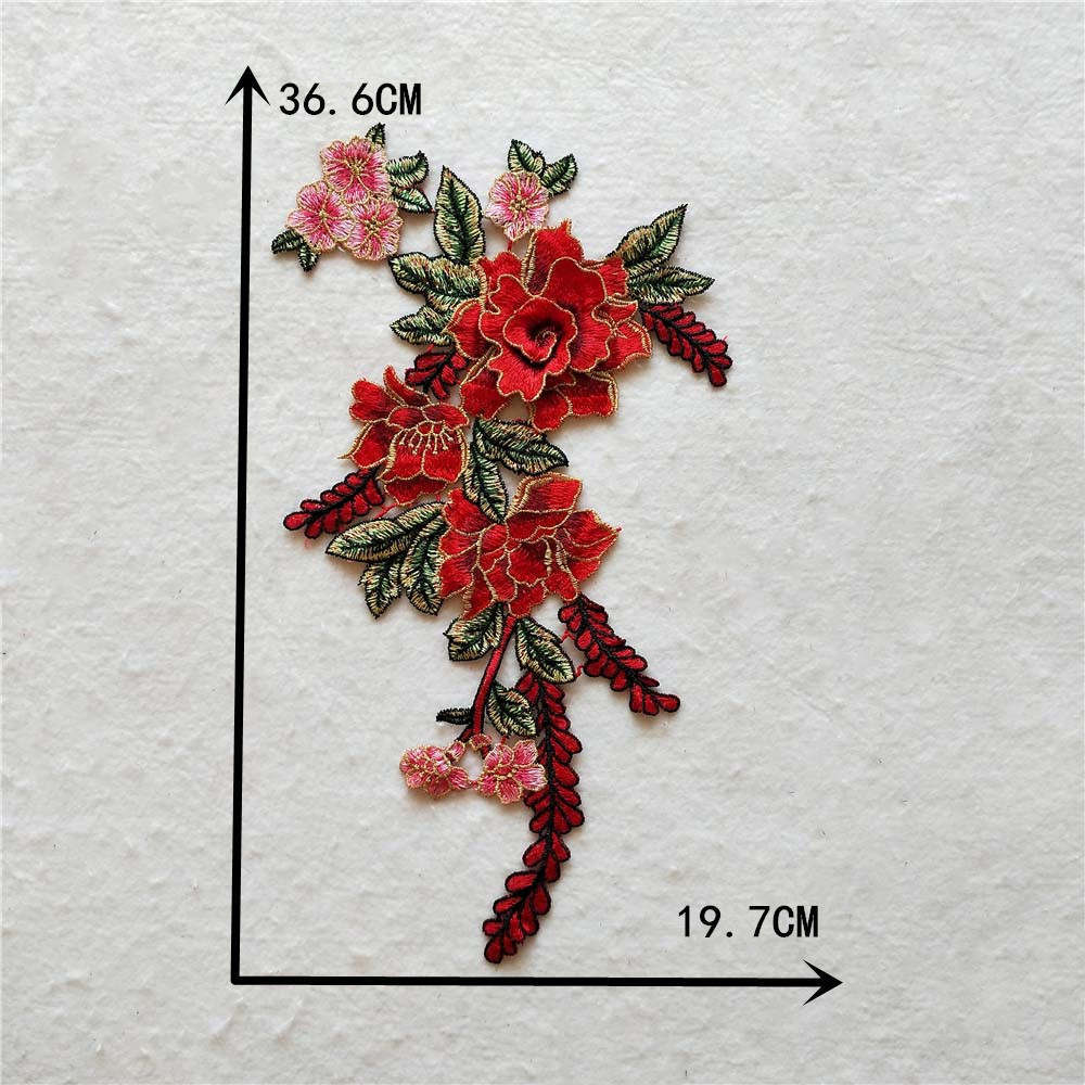Embroidered fabric patches, patch patches, ethnic style, water-soluble lace trim, 3D DIY multicolored rose flowers