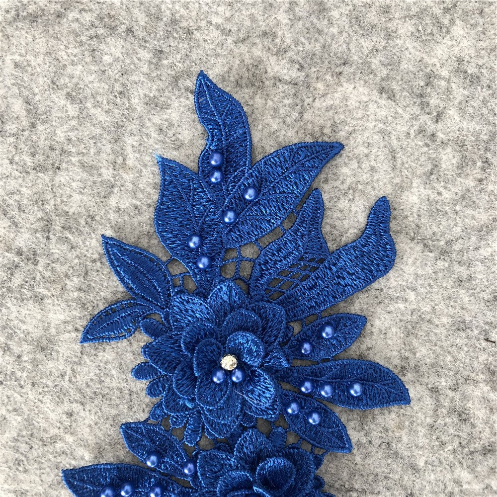 New Embroidery Three-Dimensional Lace Collar Hollow Imitation Pearl Cloth Sticker DIY Applique Clothing Accessories Wholesale