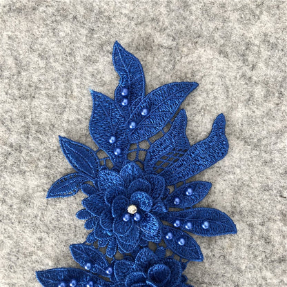 New Embroidery Three-Dimensional Lace Collar Hollow Imitation Pearl Cloth Sticker DIY Applique Clothing Accessories Wholesale
