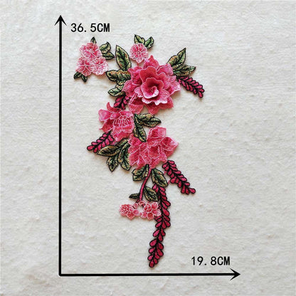 Embroidered fabric patches, patch patches, ethnic style, water-soluble lace trim, 3D DIY multicolored rose flowers