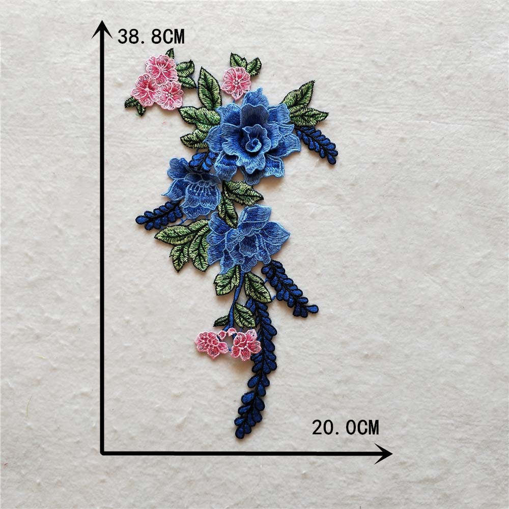 Embroidered fabric patches, patch patches, ethnic style, water-soluble lace trim, 3D DIY multicolored rose flowers