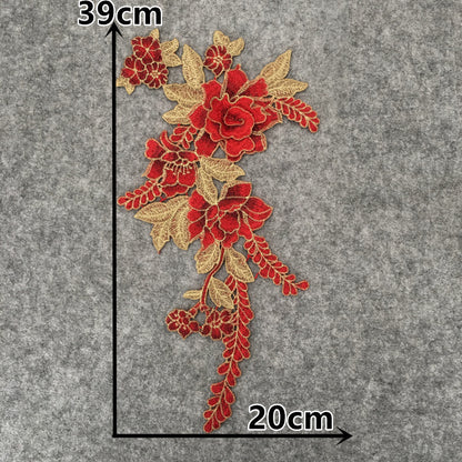 Embroidered fabric patches, patch patches, ethnic style, water-soluble lace trim, 3D DIY multicolored rose flowers