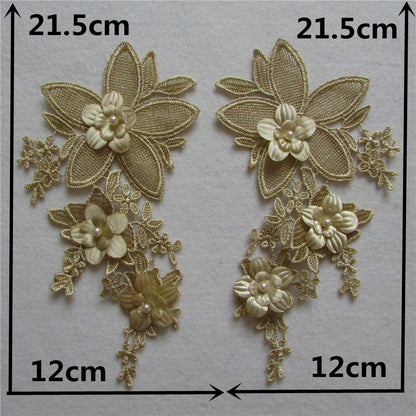 Computerized embroidery lace collar pair flower handmade DIY imitation pearl lace clothing accessories appliqué spot wholesale