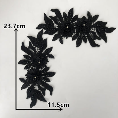 New Embroidery Three-Dimensional Lace Collar Hollow Imitation Pearl Cloth Sticker DIY Applique Clothing Accessories Wholesale