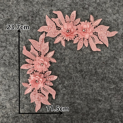 New Embroidery Three-Dimensional Lace Collar Hollow Imitation Pearl Cloth Sticker DIY Applique Clothing Accessories Wholesale