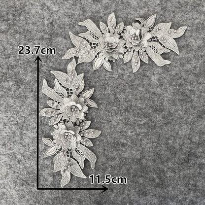 New Embroidery Three-Dimensional Lace Collar Hollow Imitation Pearl Cloth Sticker DIY Applique Clothing Accessories Wholesale