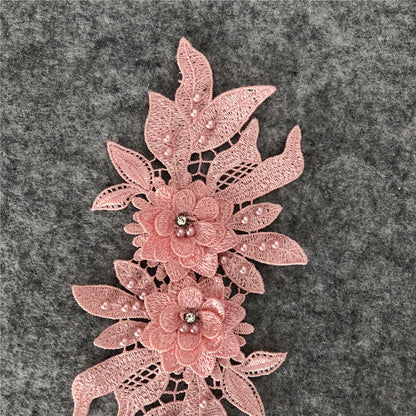 New Embroidery Three-Dimensional Lace Collar Hollow Imitation Pearl Cloth Sticker DIY Applique Clothing Accessories Wholesale