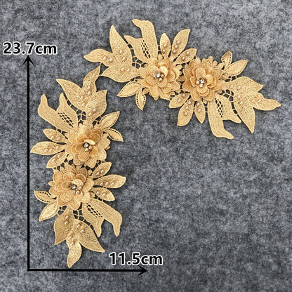 New Embroidery Three-Dimensional Lace Collar Hollow Imitation Pearl Cloth Sticker DIY Applique Clothing Accessories Wholesale