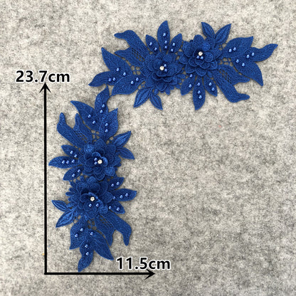 New Embroidery Three-Dimensional Lace Collar Hollow Imitation Pearl Cloth Sticker DIY Applique Clothing Accessories Wholesale