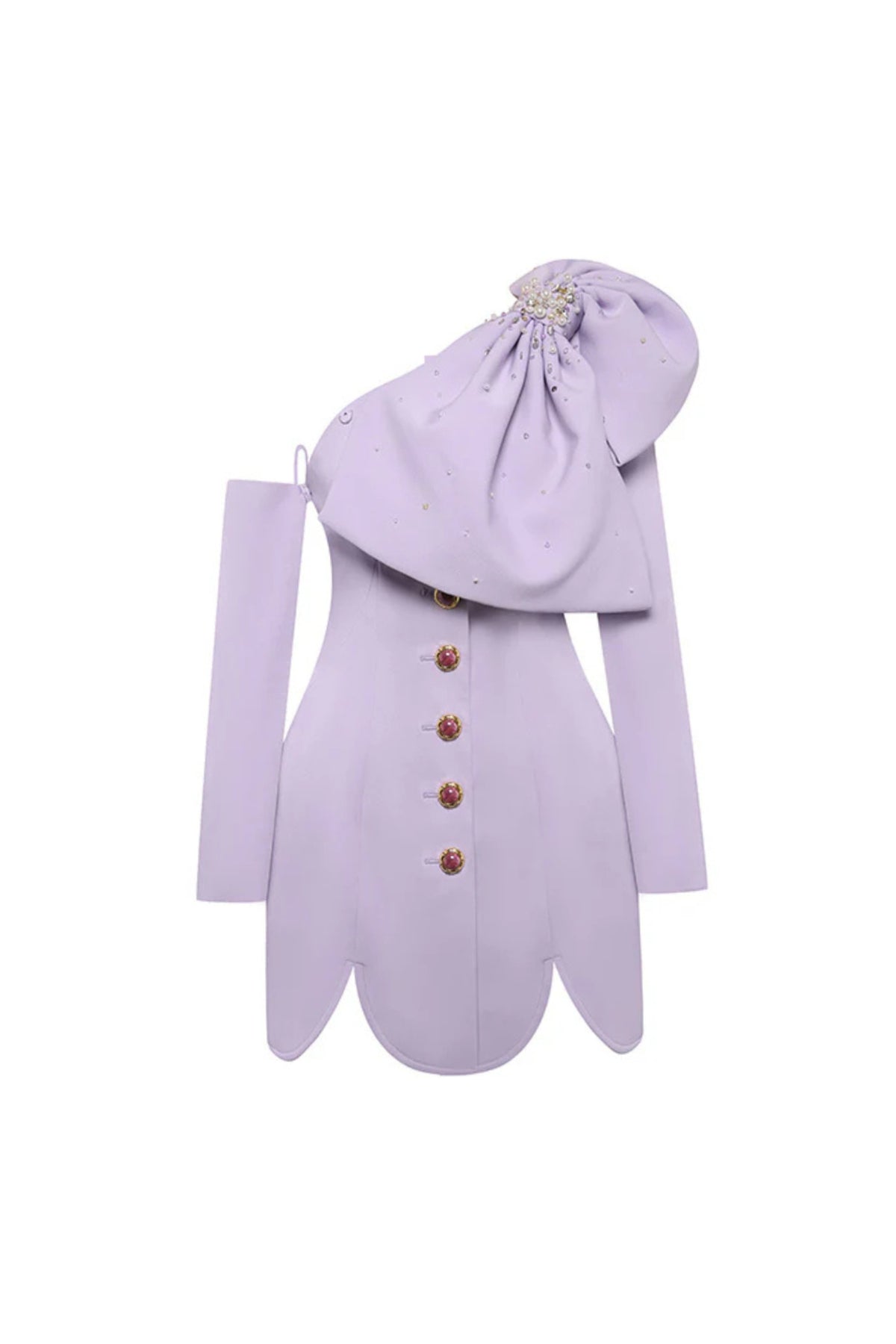 bowknot embellished mini dress in purple