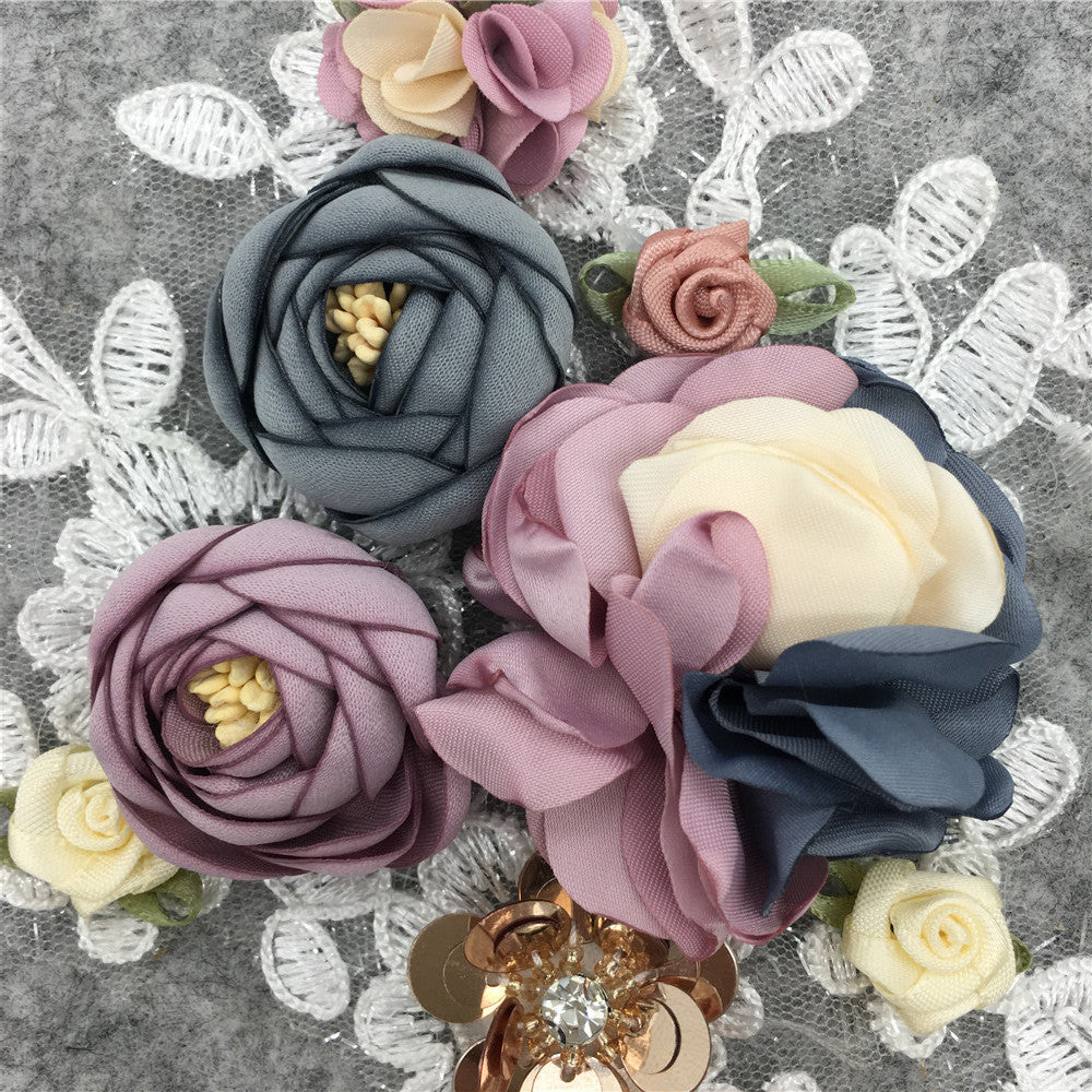 New 3D Artificial Floral Lace Collar DIY Handmade Sequin Lace Decal Women's Hat Accessories In Stock Wholesale