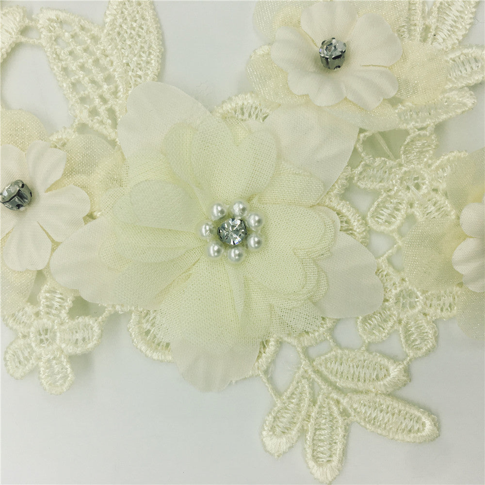 Factory polyester lace collar, 3D rhinestone DIY hollow corsage, lace lace, garment accessories, decal wholesale