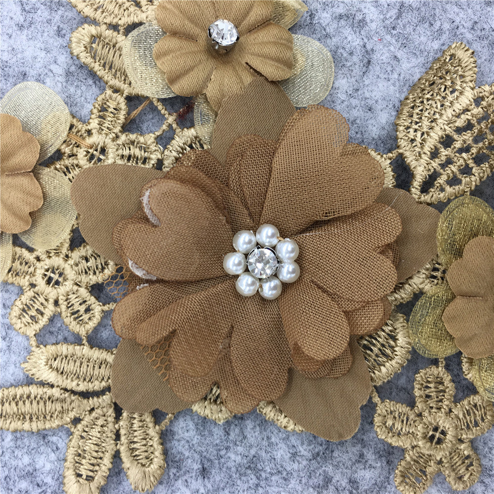 Factory polyester lace collar, 3D rhinestone DIY hollow corsage, lace lace, garment accessories, decal wholesale