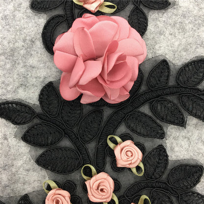 Factory direct sales of lace collars, embroidered lace lace edges, sequins, 3D realistic rose gown accessories, wholesale