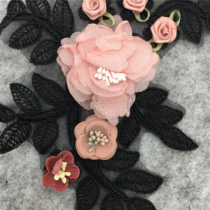 Factory direct sales of lace collars, embroidered lace lace edges, sequins, 3D realistic rose gown accessories, wholesale