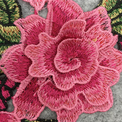 Embroidered fabric patches, patch patches, ethnic style, water-soluble lace trim, 3D DIY multicolored rose flowers