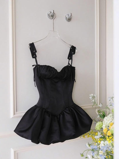 elvira suspender ballet mini dress in black