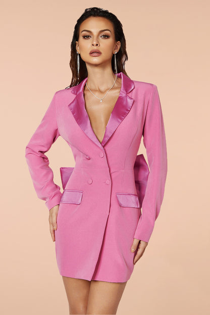 BACKLESS BOW MINI DRESS IN PINK