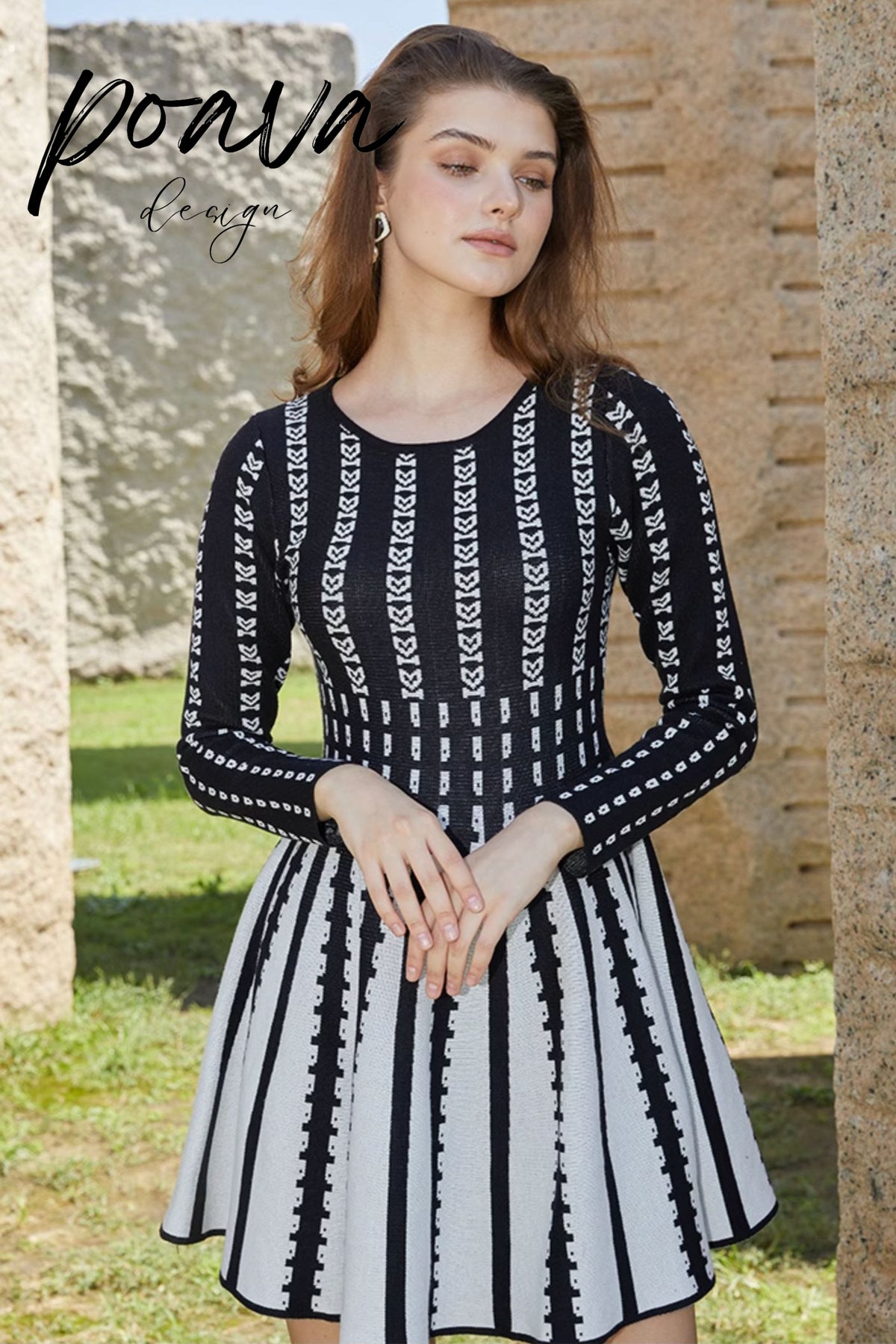 Printed tessvto long sleeves mini dresses