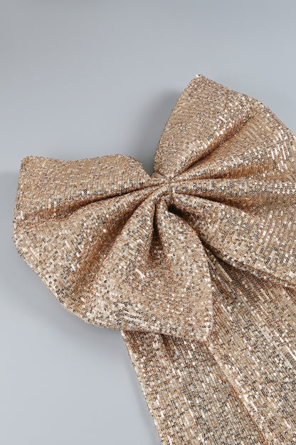 Bandage bow sequin mini dress in gold