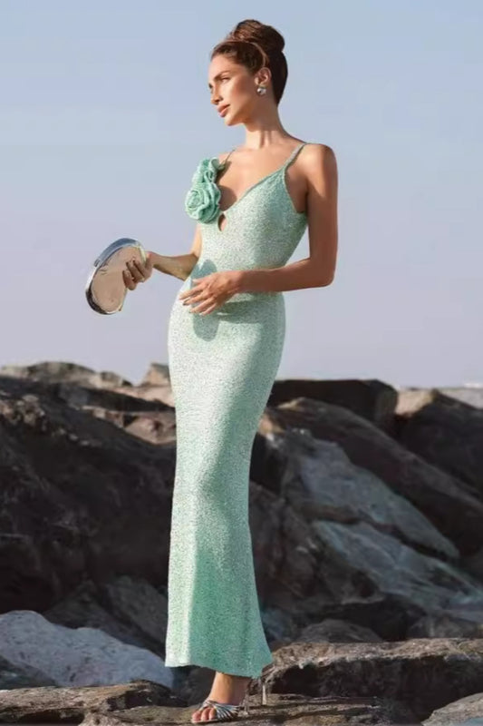 Floral mermaid maxi dresses in blue