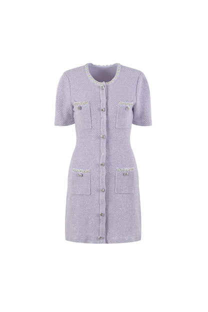 Sequin-Embellished Knitted Mini Dress