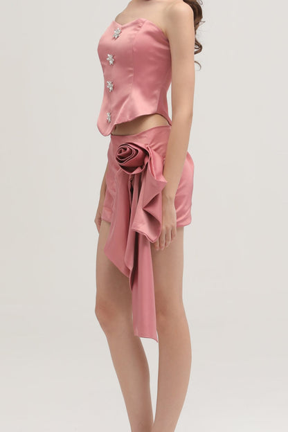 Iris embellished crop top & skirt matching set