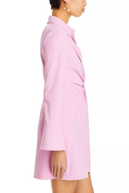 ruched shirt mini dress in pink