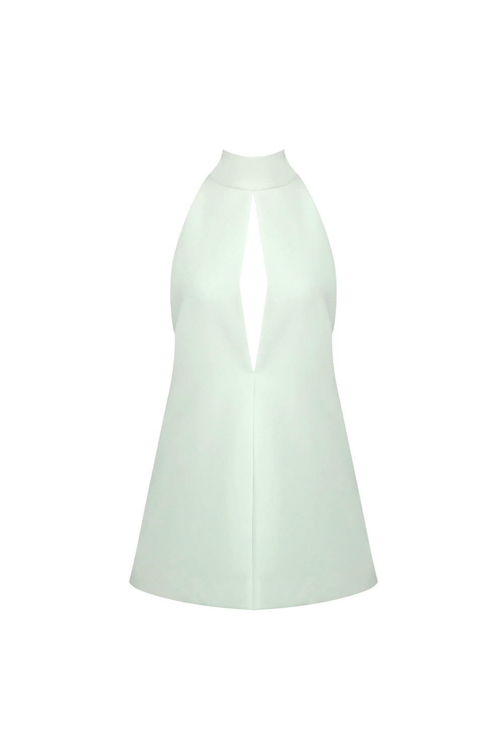 v-neck cutout backless crepe halter dress - celadon