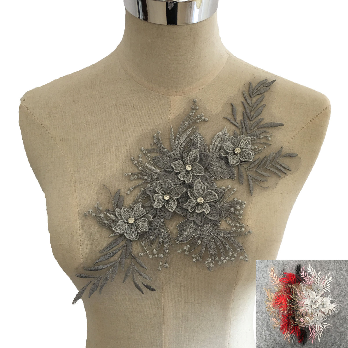 High quality rhinestones, flower embroidery, DIY lace, mesh, lace, collar, sewing, decoration, clothing, accessories