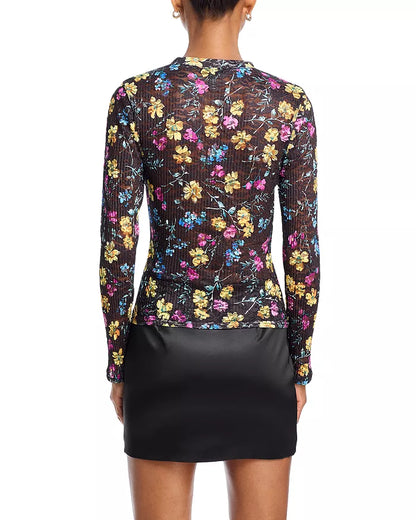 Floral Puckered Lace Top