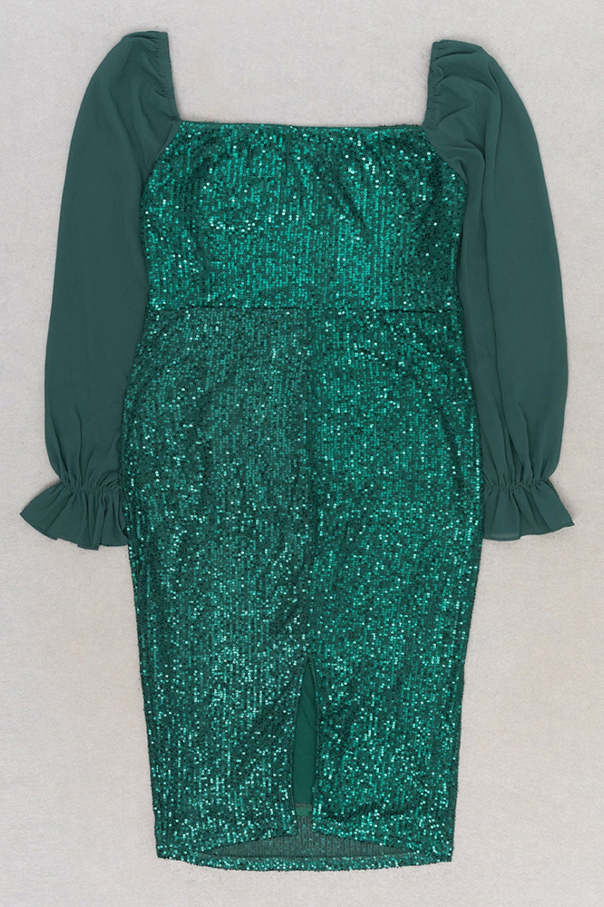 Sequin embellished midi dresses in green