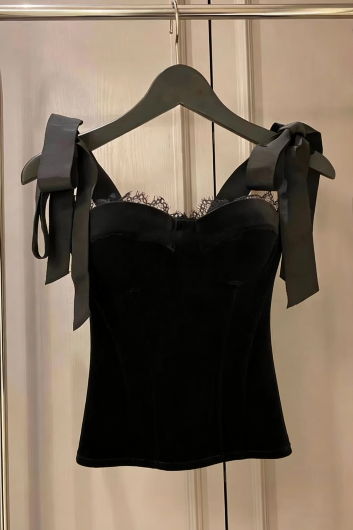 CORA BLACK VELVET BUSTIER CORSET GROSGRAIN MINI DRESS SUIT