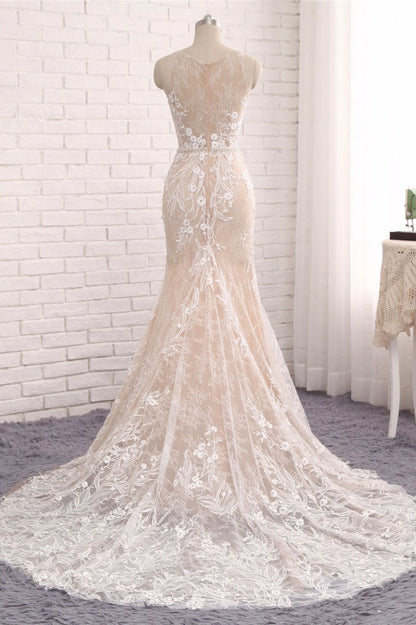 round neck lace mermaid dress