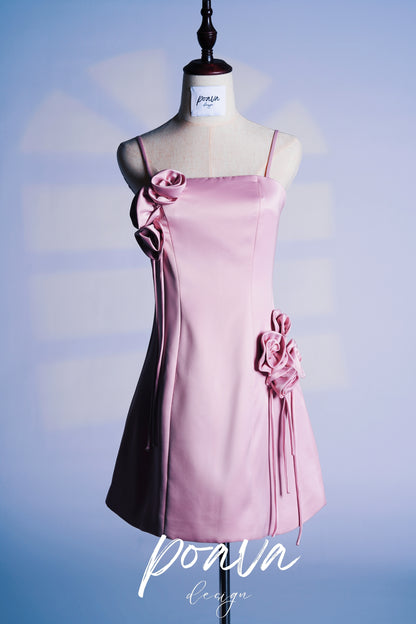 Pink flower mini dress