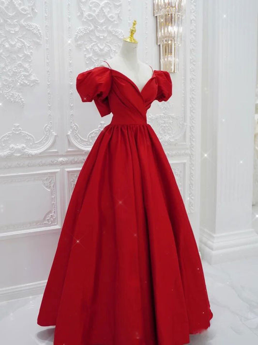 Red v neck satin maxi dress
