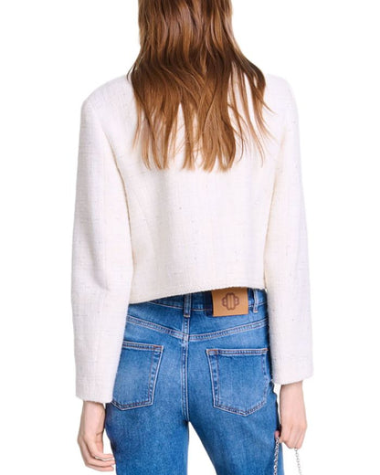 voyce braided tweed cardigan in ecru