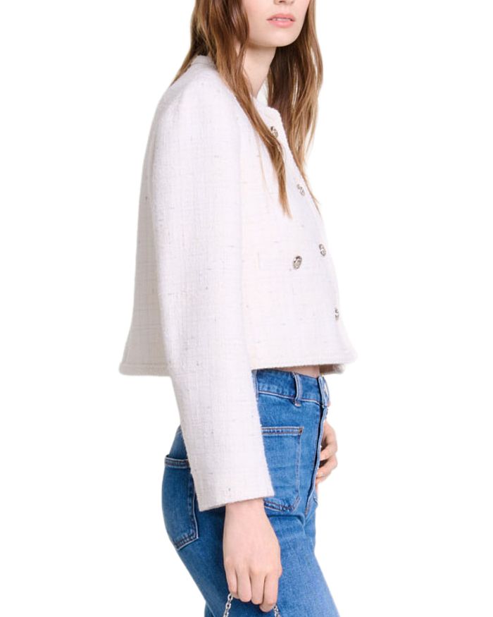 voyce braided tweed cardigan in ecru