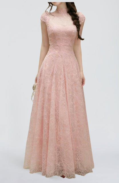 lace sequin A line midi dress