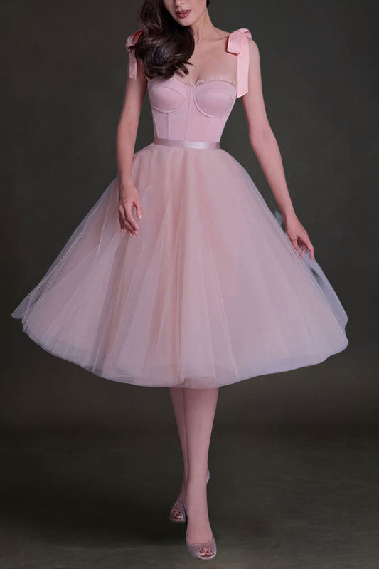 pink umbrella midi dress