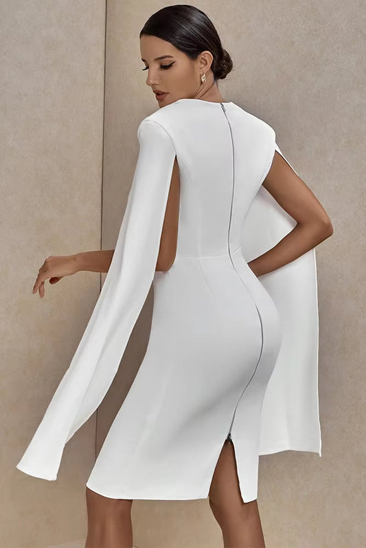 Crepe Twist Bodycon midi dress in white