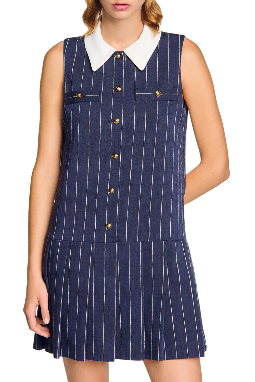 Striped mini Dress in navy blue