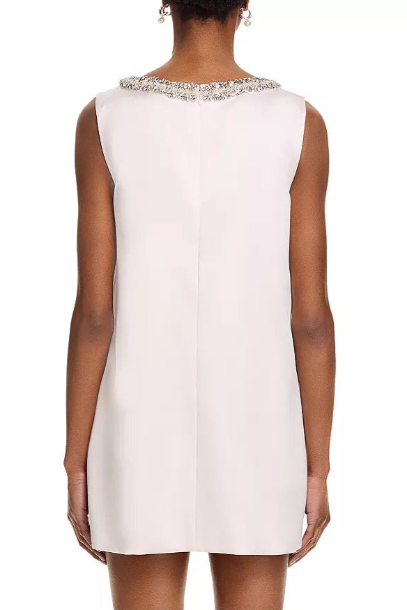 rhinestones embellIshed Bow Mini Dress in white