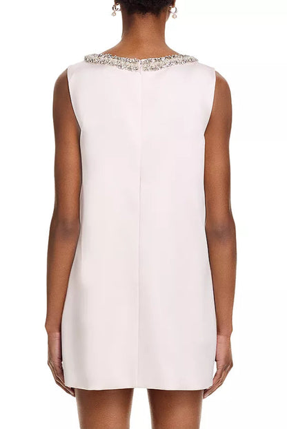 rhinestones embellIshed Bow Mini Dress in white