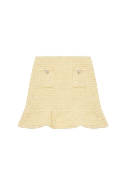 YELLOW TEXTURED KNIT SKIRT